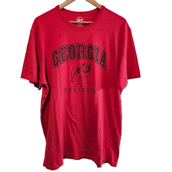 47Brand Georgia Bulldogs T-Shirt Mens XL Red Spellout Mascot College Football - Picture 1 of 10